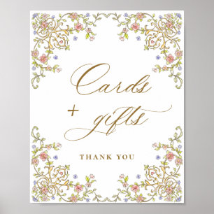 Poster Symbole de Grace Florale Victorienne Ornée Cartes 