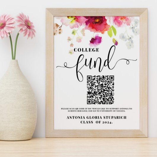 Poster Symbole de graduation florale du fonds universitai