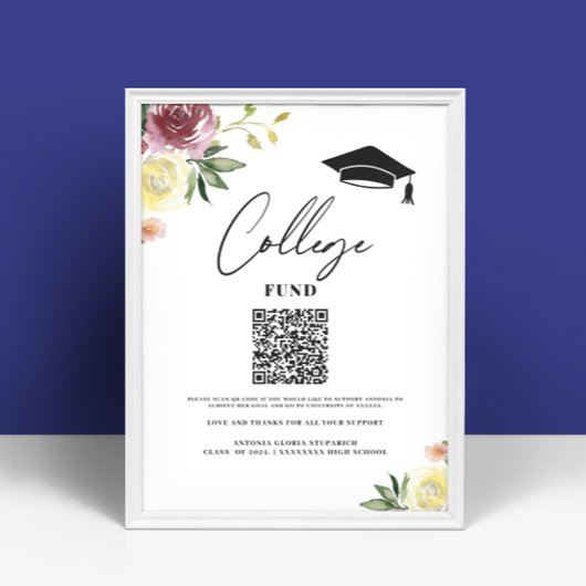 Poster Symbole de graduation florale du fonds universitai