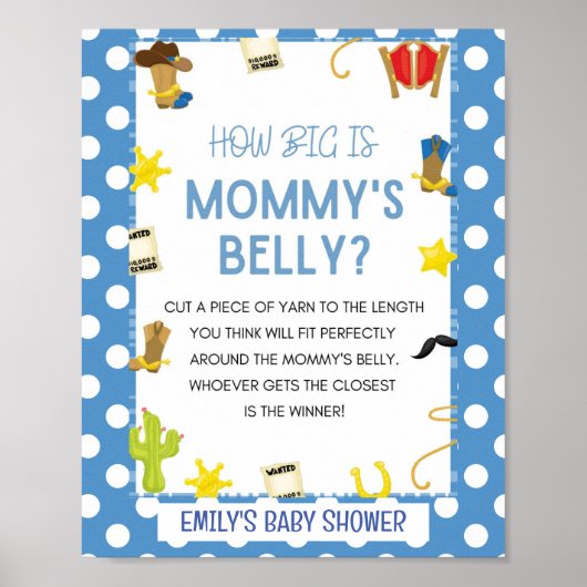 Poster SYMBOLE DE JEU Baby shower Cowboy (Devant)