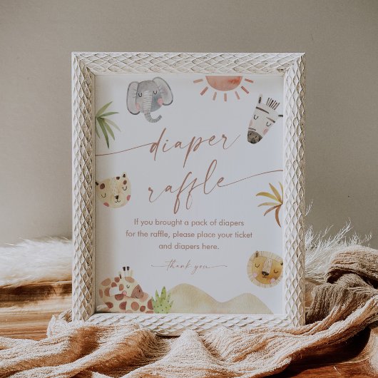 Poster SYMBOLE DE JEU Baby shower SAFARI Déchets