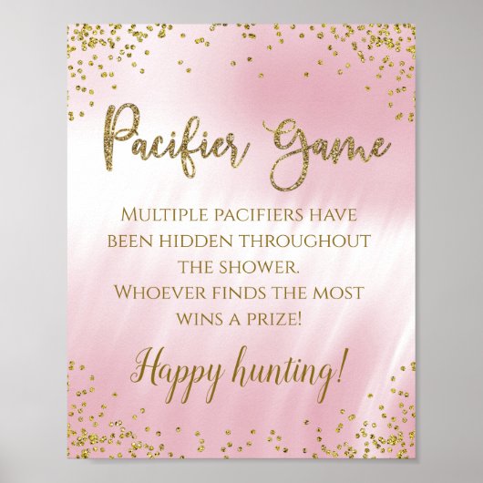 Poster SYMBOLE DE JEU DE Baby shower Pink Gold (Devant)
