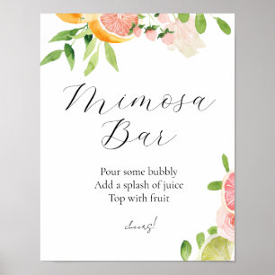Poster Symbole de la barre d'agrumes rose Mimosa