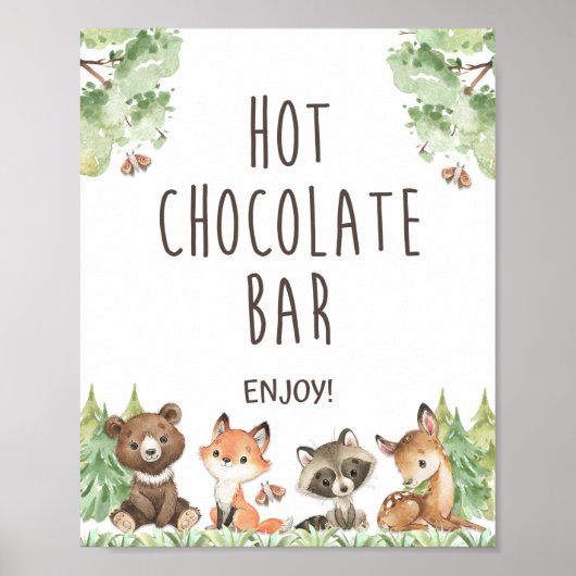 Poster Symbole de la barre de chocolat chaud Animaux de b (Devant)