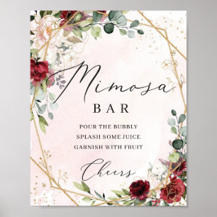 Poster Symbole de la barre de mimosa rose d'or bordeaux