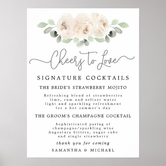 Poster Symbole de la barre Mariage des cocktails de Rose  (Devant)