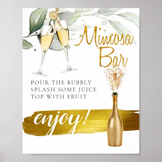 Poster Symbole de la barre Mimosa de Brunch Gold Eucalypt (Devant)
