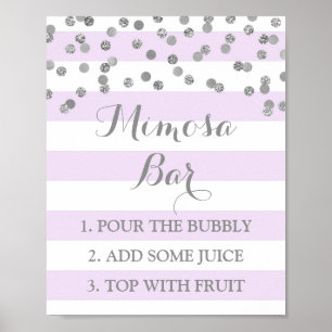 Poster Symbole de la barre Mimosa Lavender Stripes Argent