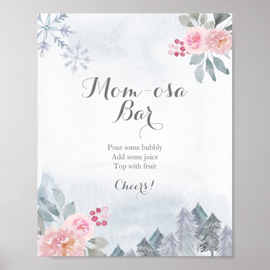 Poster Symbole de la barre Momosa Rose Floral (Devant)