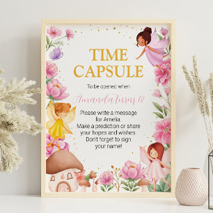 Poster Symbole de la capsule horaire Fairy Girl Birthday