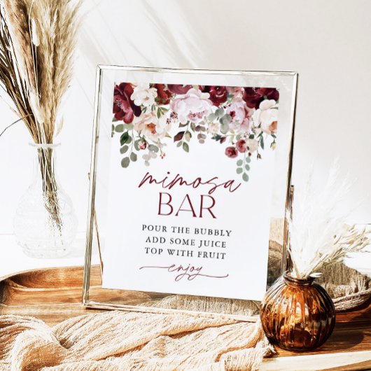 Poster Symbole de la Douche Bar Mimosa Burgundy Blush Pin