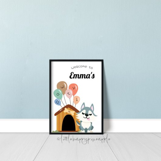 Poster Symbole de la fête d'anniversaire Husky