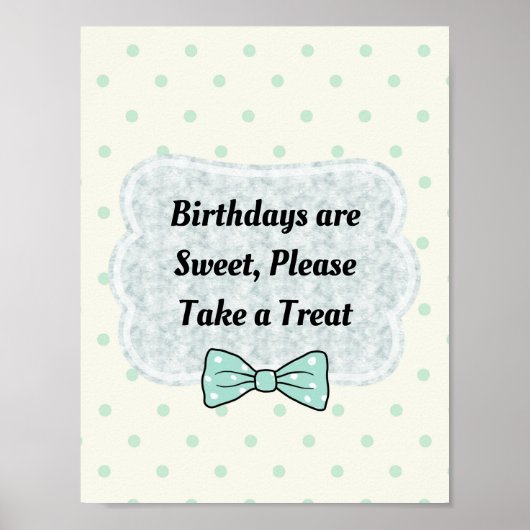 Poster Symbole de la fête de Cravate Cute Blue Bow (Devant)