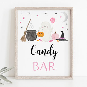 Poster Symbole de la fête de la barre des bonbons rose