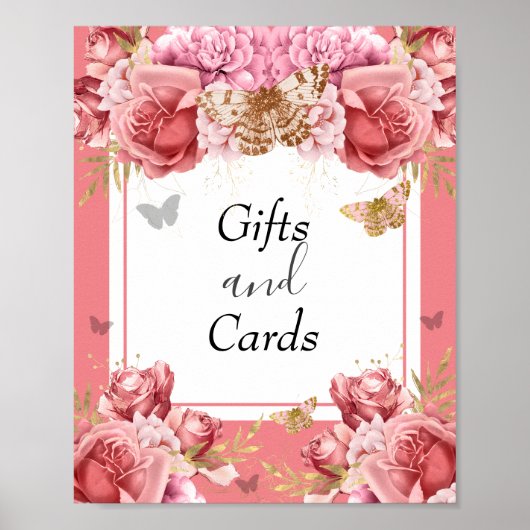 Poster Symbole de la fête des Baby showers papillons et c (Devant)