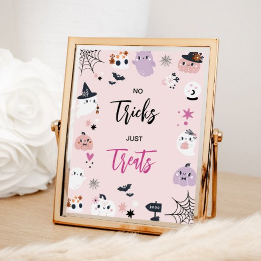 Poster Symbole de la fête des bonbons rose d'Halloween