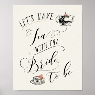 Poster Symbole de la Fête des mariées de thé vintage de t