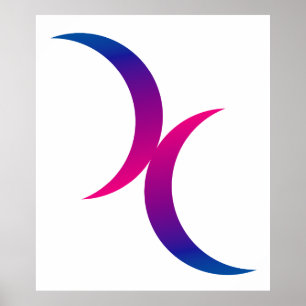 Poster Symbole de la fierté bisexuelle de la lune double 