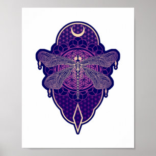 Poster Symbole de la Fleur Mandala de Vie Géométrique