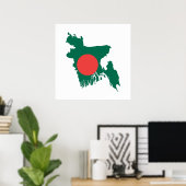 Poster symbole de la forme du drapeau du pays du banglade (Bureau à domicile)
