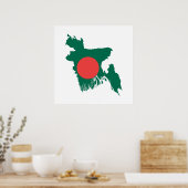 Poster symbole de la forme du drapeau du pays du banglade (Cuisine)