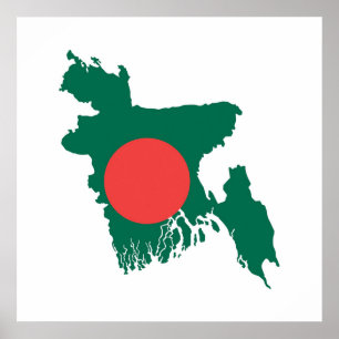 Poster symbole de la forme du drapeau du pays du banglade