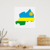 Poster symbole de la forme du drapeau du pays du rwanda (Cuisine)