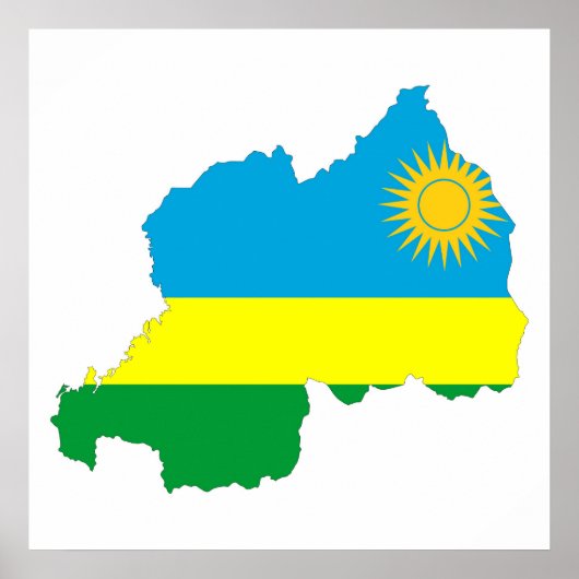 Poster symbole de la forme du drapeau du pays du rwanda (Devant)