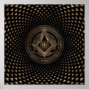 Poster Symbole de la franc-maçonnerie Carré et camionnett