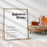 Poster Symbole de la lettre moderne rétro<br><div class="desc">Ce panneau de boissons signées rétro moderne est parfait pour votre mariage d'été bohème vintage unique et branché. Le lettrage est une police boho noir chic des années 70 qui donne à ce design classique minimaliste vibes hippie super. Vous pouvez ajouter vos propres graphiques ou images si vous voulez le...</div>