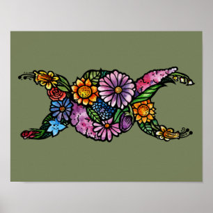 Poster Symbole de la lune triple fleur béni