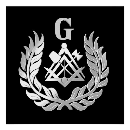 Poster Symbole de la maçonnerie argent (Devant)