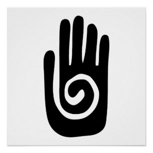 Poster symbole de la main Hopi guérir spirale paume améri