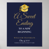 Poster Symbole de la Marine Bleu et Gold Graduation Party (Devant)