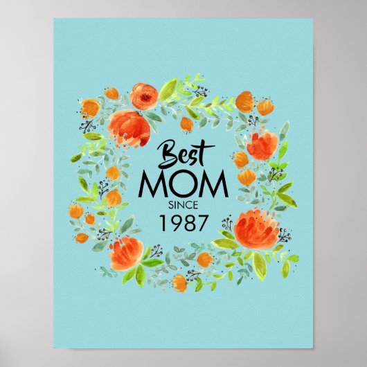Poster Symbole de la meilleure maman depuis l'aquarelle F (Devant)
