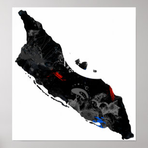 Poster SYMBOLE DE LA PAIX Aruba avec carte d'Aruba