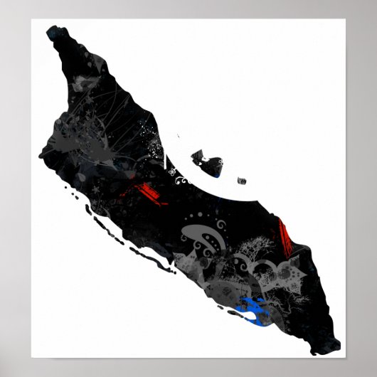 Poster SYMBOLE DE LA PAIX Aruba avec carte d'Aruba (Devant)