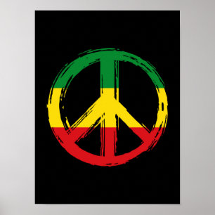 Poster Symbole de la paix avec des couleurs de reggae