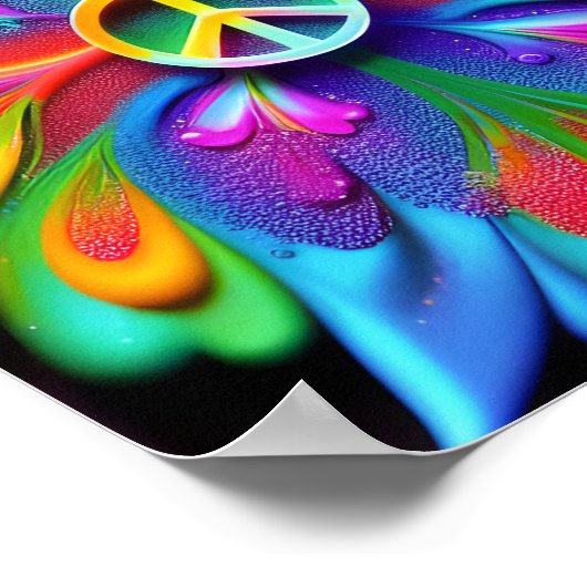 Poster SYMBOLE DE LA PAIX Psychedélique Boho Retro Art (Coin)