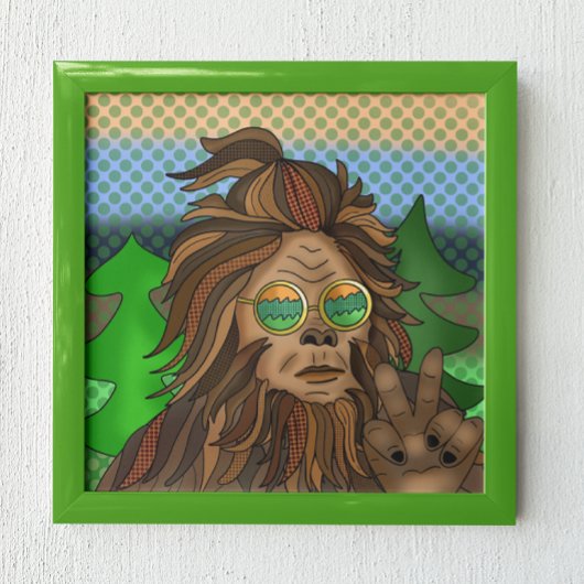 Poster SYMBOLE DE LA PAIX Sasquatch | Retro Bigfoot