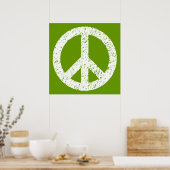 Poster Symbole de la Paix Scribble - Blanc sur Avocad (Cuisine)