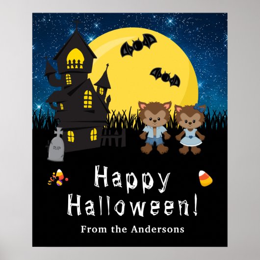 Poster SYMBOLE DE LA PARTIE BLEUE Halloween Werewolfs (Devant)