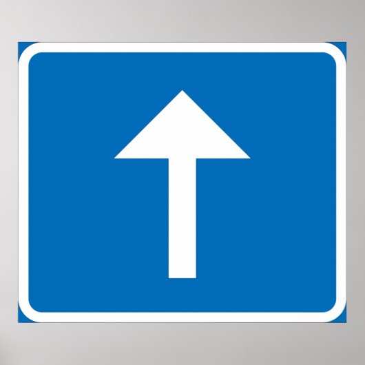 Poster Symbole de la route à sens unique bleu - Inscripti (Devant)