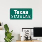 Poster SYMBOLE DE LA ROUTE DU Texas State Line (Bureau à domicile)