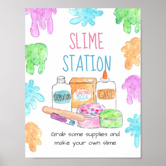 Poster Symbole de la station slime enfant anniversaire (Devant)