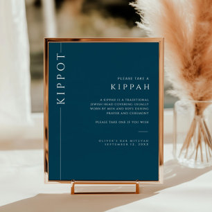Poster Symbole de la typographie Navy Blue Bar Mitzvah Ki