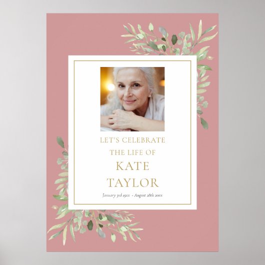 Poster Symbole de la verdure Rose poussiéreuse Photo Célé (Devant)