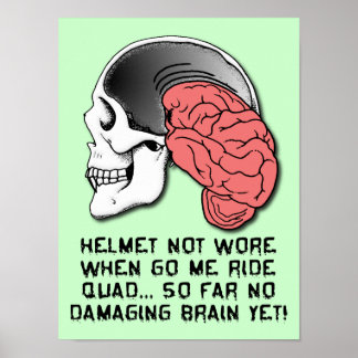 Poster Symbole de l'affiche du casque Cerveau Dégâts Funn