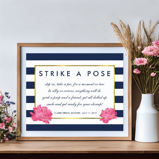 Poster Symbole de l'affiche du stand photo | Navy Stripe 