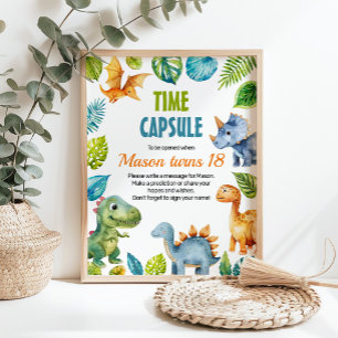 Poster Symbole de l'heure d'anniversaire de Dinosaur